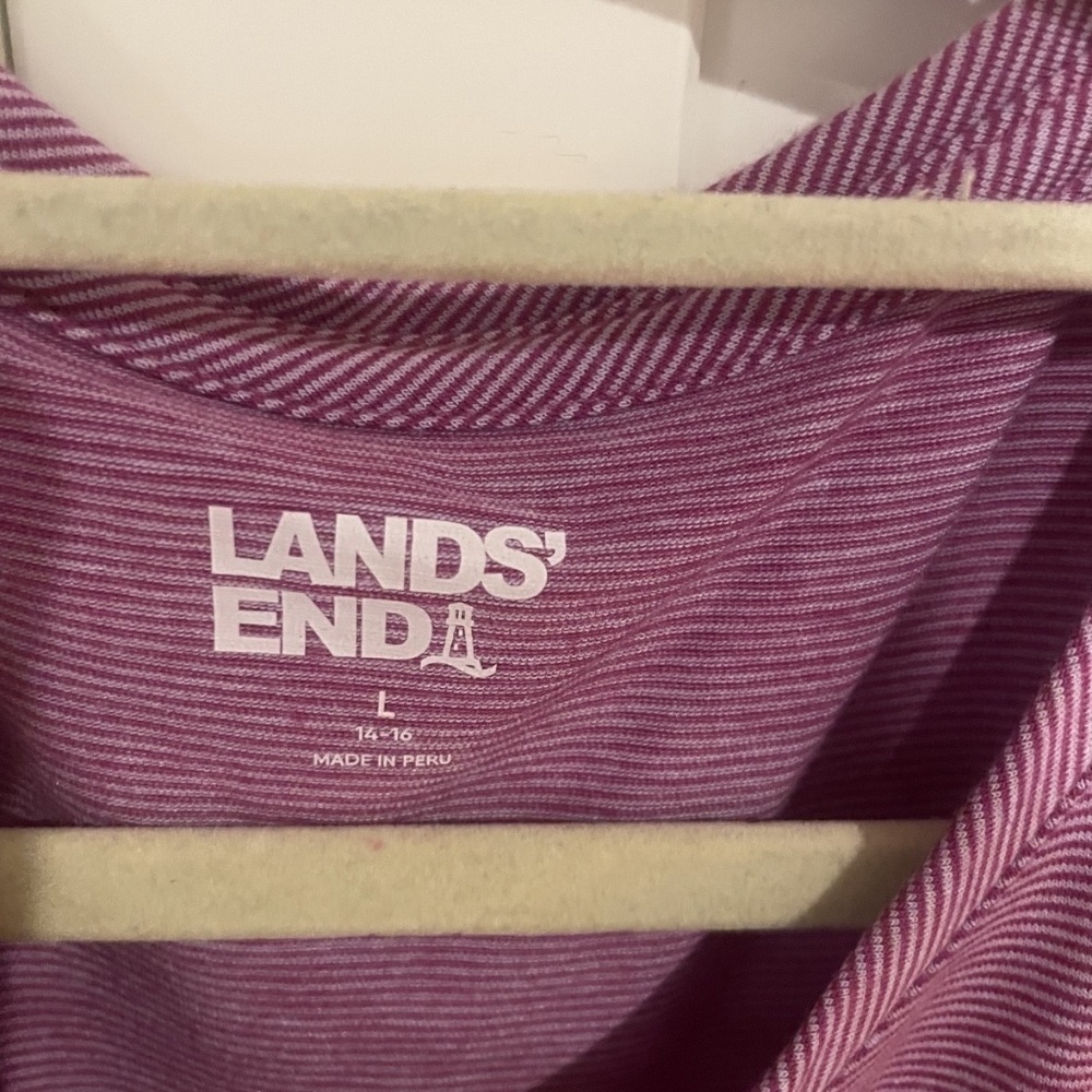 Size Large Lands End Pink and White thin Striped Tunic - Picture 4 of 6